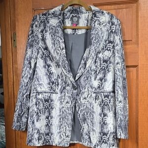 Vince Camuto Stylish Gray Snake Print Women's Jacket, Size 12